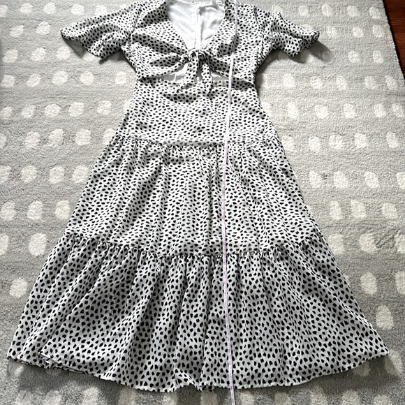 Lani the Label Hazel Tiered Polka Dot Maxi Dress Knotted Tie Vacation Beach - Picture 11 of 12